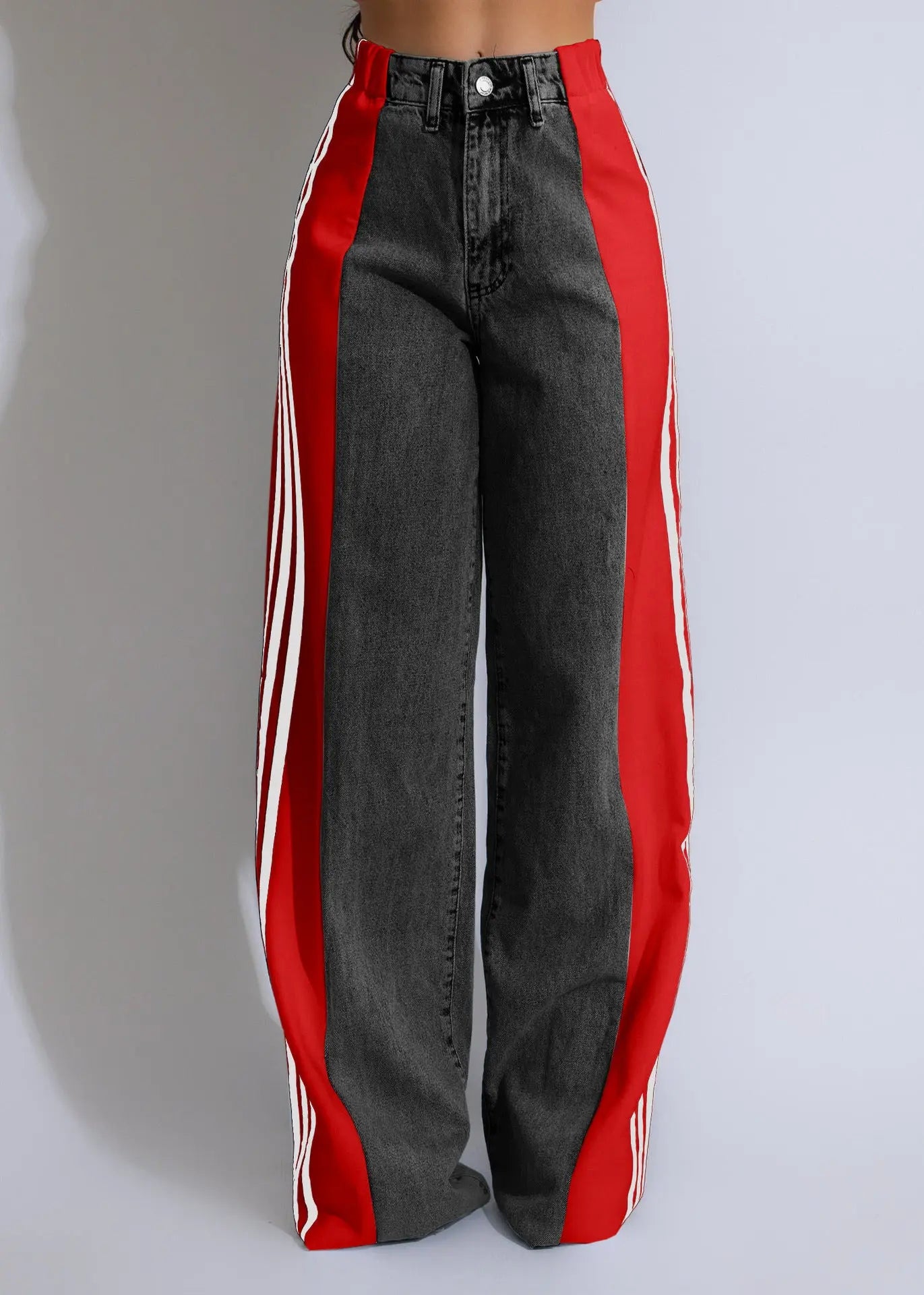Three Stripe Denim Wide Leg Pants RightOn68