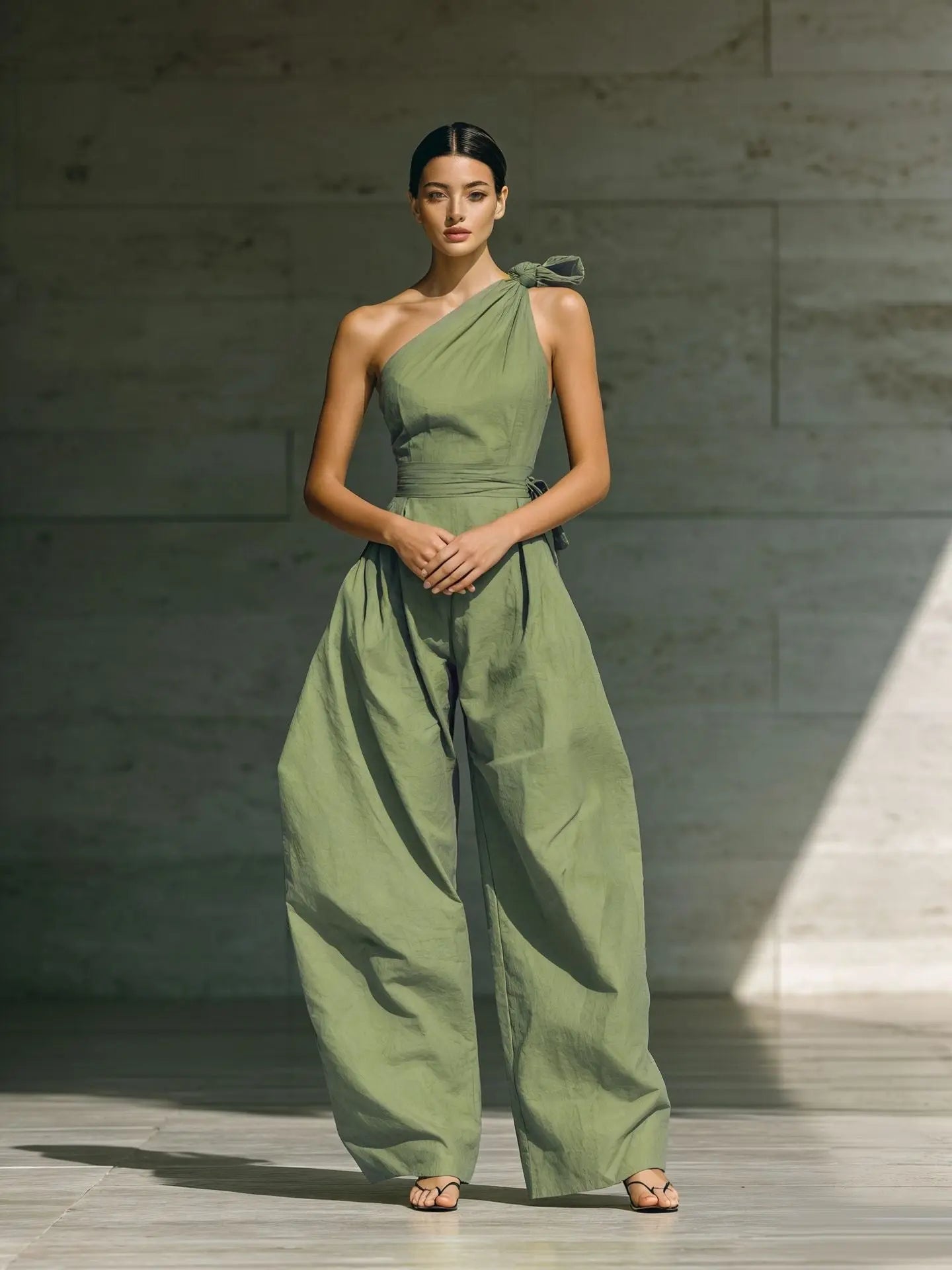 Loose-Fitting Sleeveless Off-Shoulder Belted Jumpsuit DC-Beyond Borders Collective