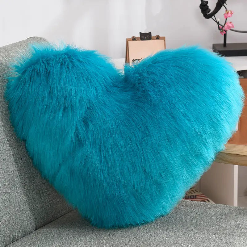 Long Plush Heart Shape Fluffy Cushion Cover RightOn68