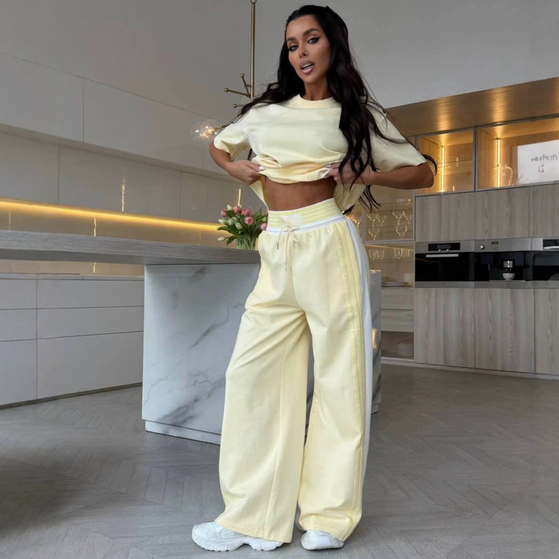 Color-block Side-striped Sports T-shirt And Pants Set DC-Beyond Borders Collective