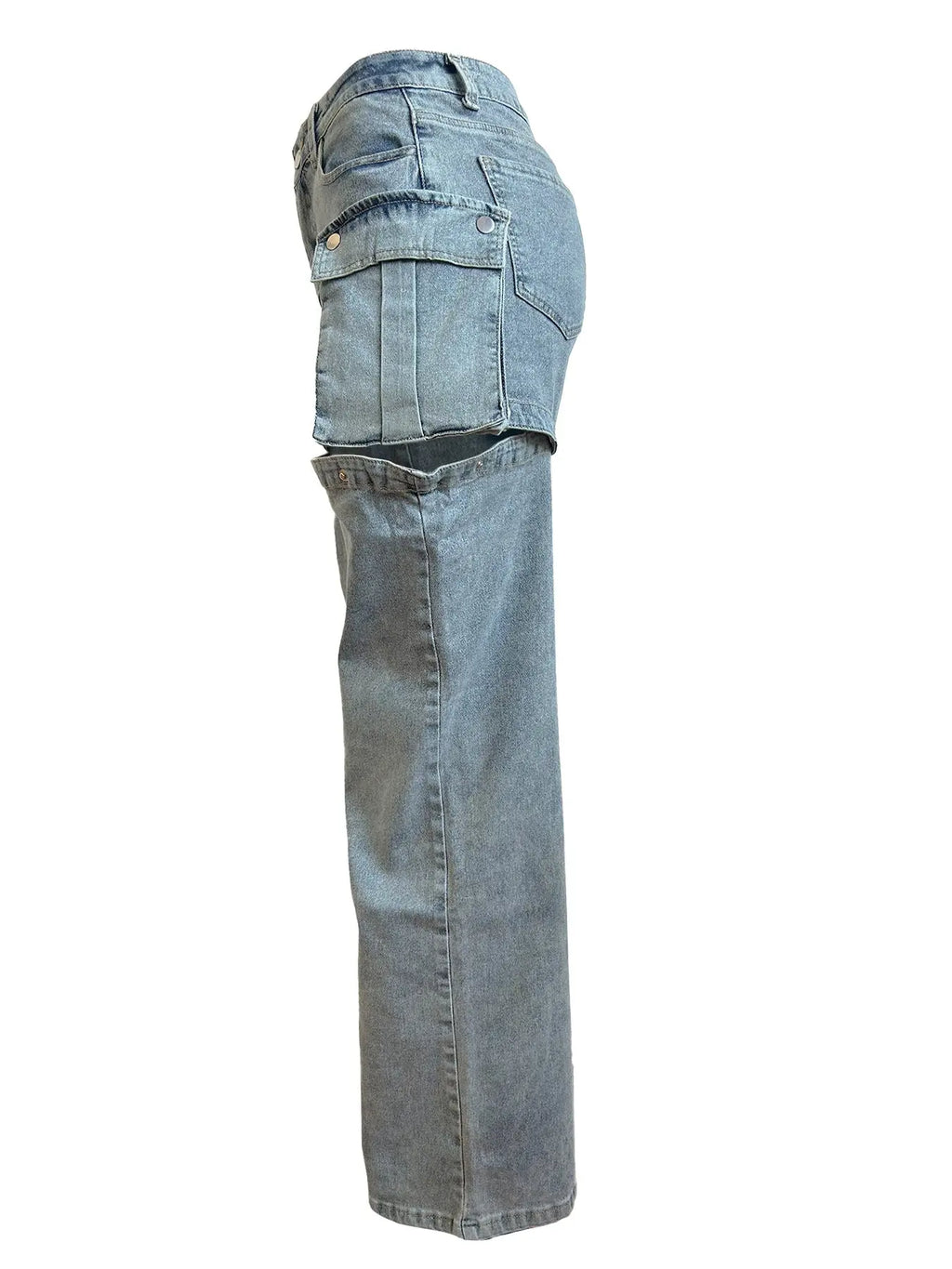 Women's Detachable Hanging Bag And Pants Stretch Denim Wear Shorts Trousers RightOn68