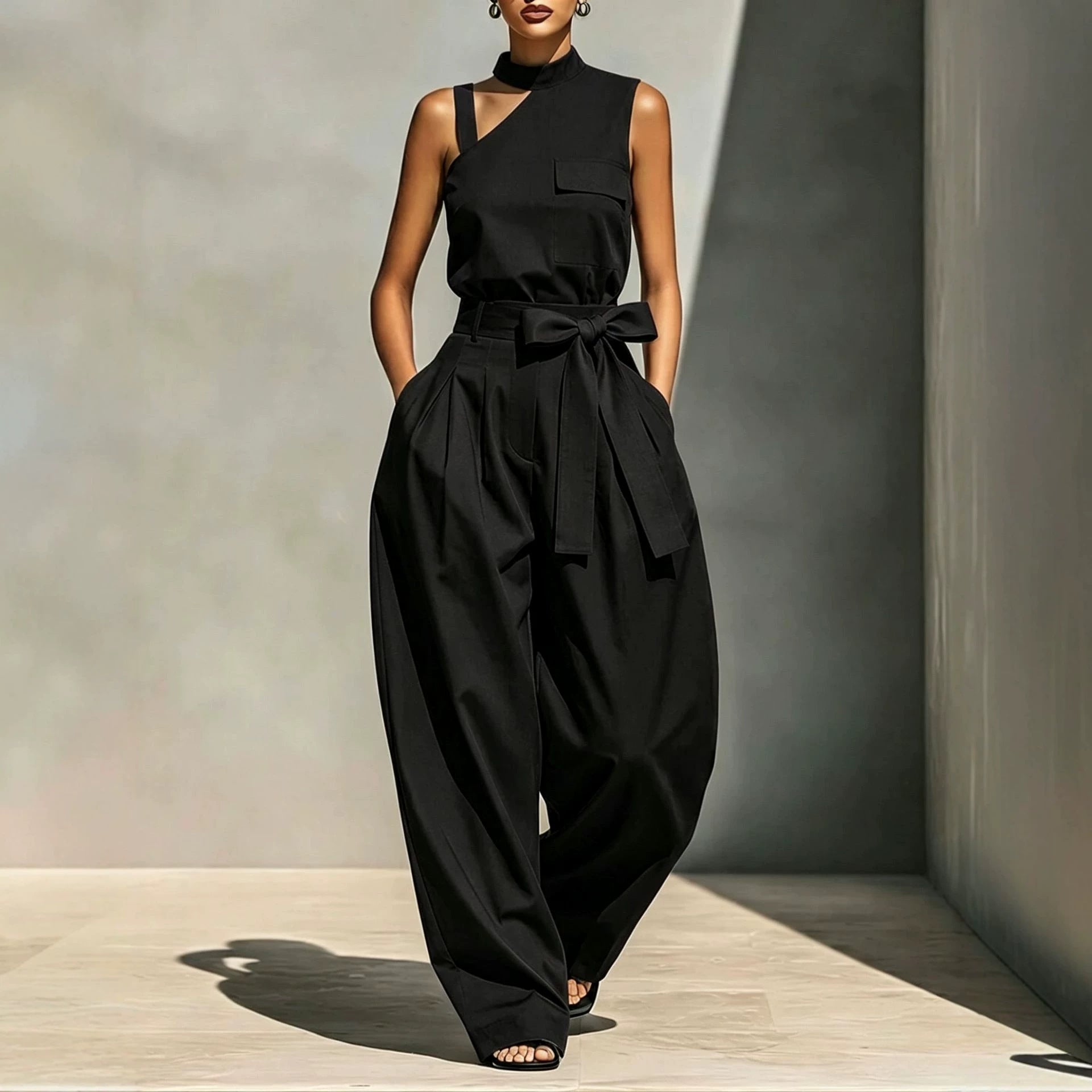 Off-shoulder Stand-collar Sleeveless Jumpsuit DC-Beyond Borders Collective