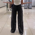 Y2K Lace Flowers Hollow Jeans Fashion High Waist Straight Wide Leg Pants Solid Color Trousers Women's Clothing RightOn68