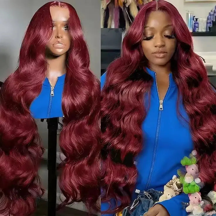 High-Definition Burgundy Lace Hair Wig RightOn68
