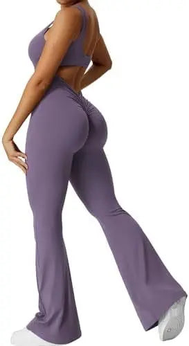 Women Sleeveless Flare Yoga Jumpsuits RightOn68