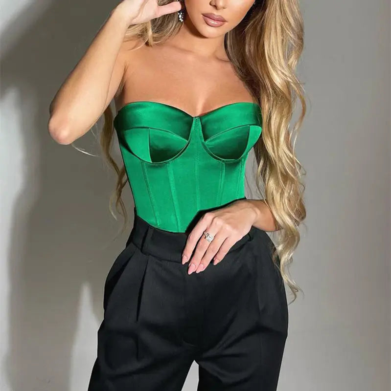 Satin Tube Top Solid Color Slim Outer Wear DC-Beyond Borders Collective