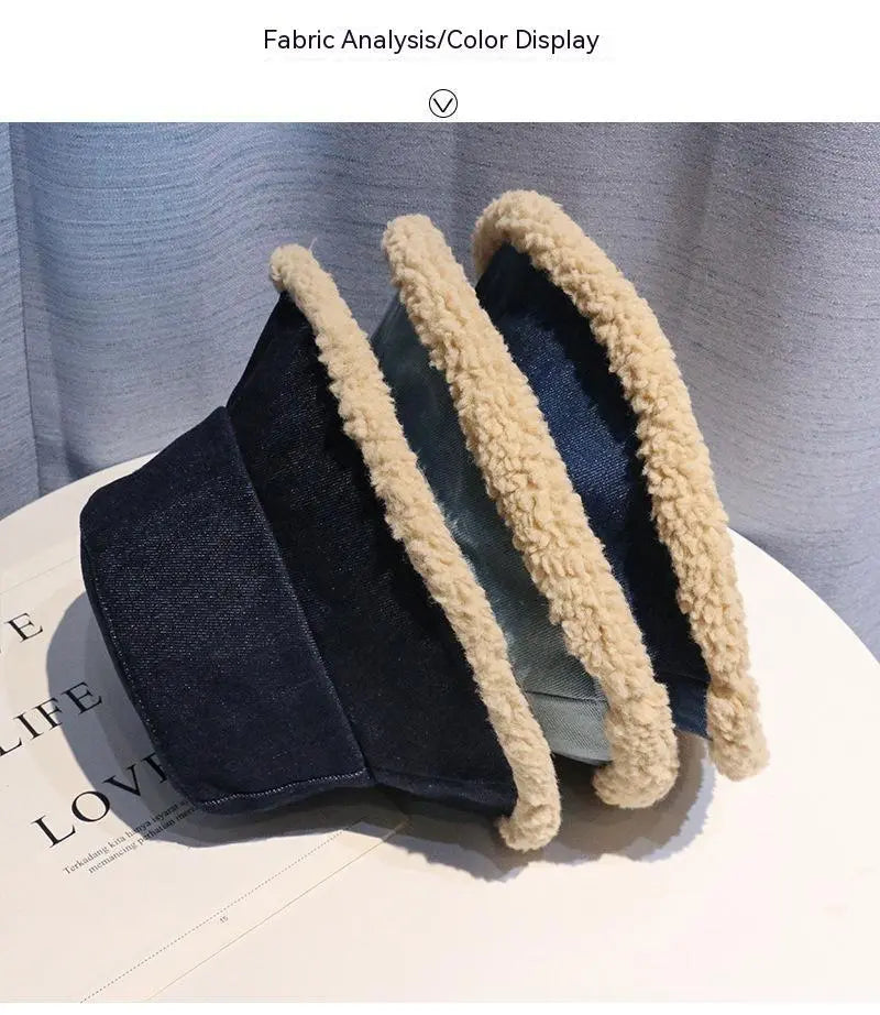 Denim Double Lamb Plush Fisherman Hat RightOn68