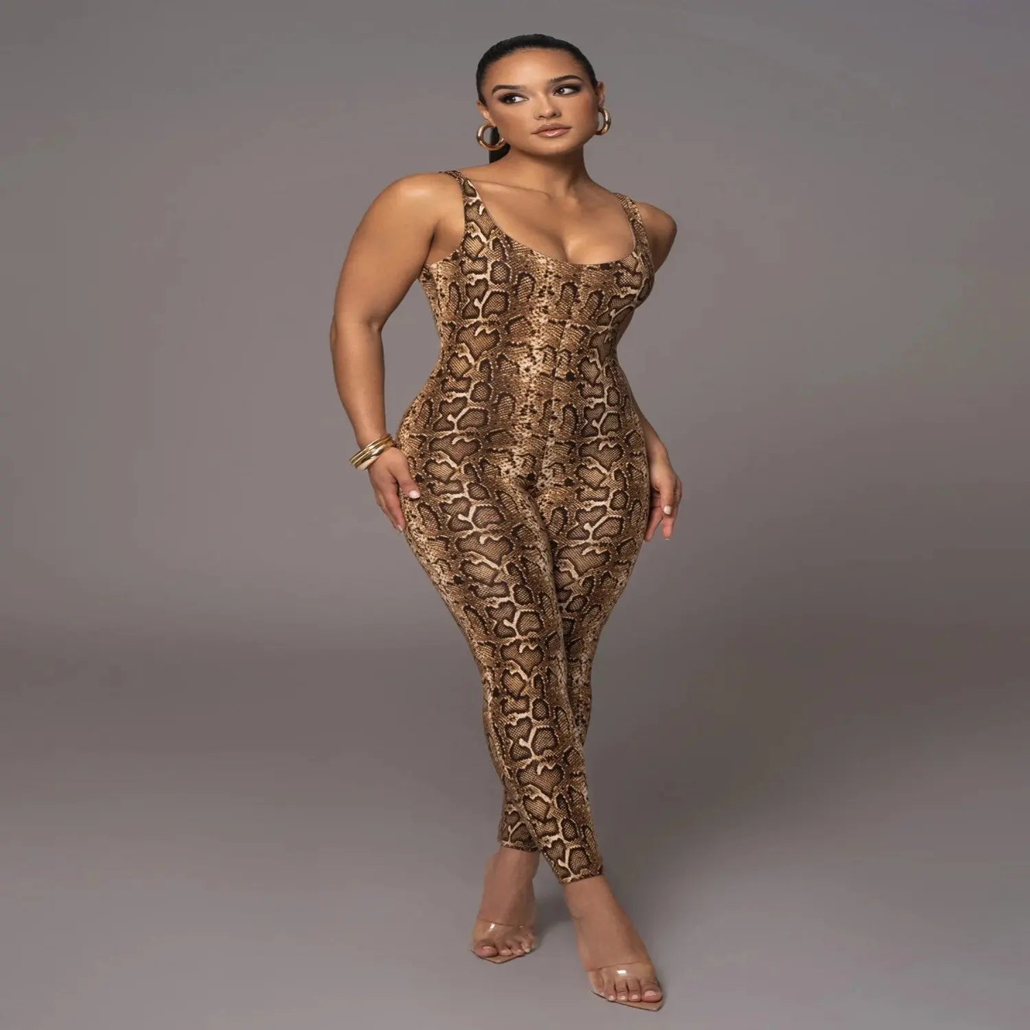Big U-neck Printed Jumpsuit Fashion Women's Wear DC-Beyond Borders Collective