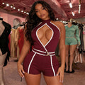 Womens Halter-Neck Lace-Up Hollow-Out Jumpsuit DC-Beyond Borders Collective