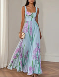 Floral Print Pleated Dress Summer A-Line Sleeveless Midi Dresses Women's Clothing DC-Beyond Borders Collective