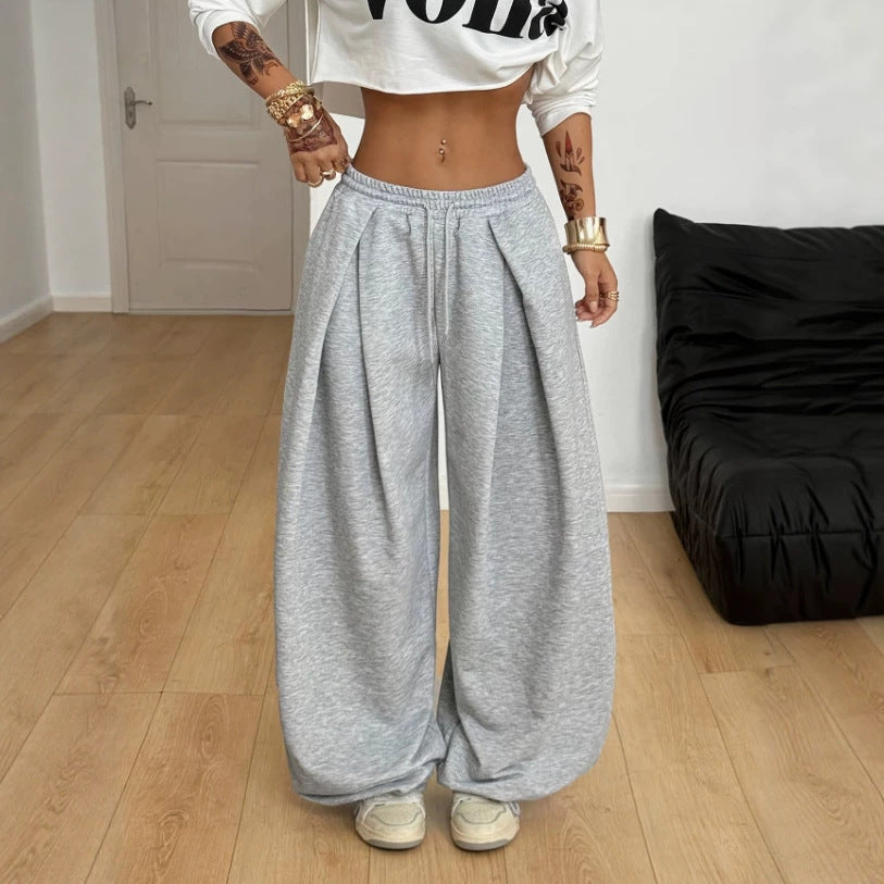 High-waisted Loose-fit Pleated Wide-leg Casual Athletic Pants DC-Beyond Borders Collective