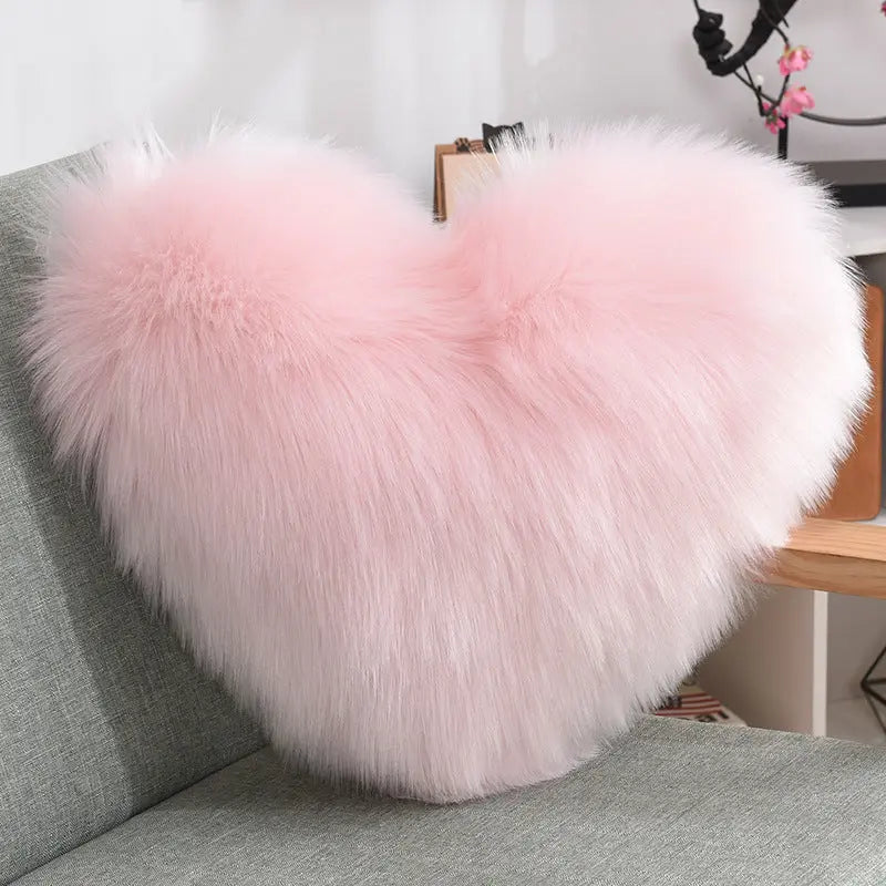 Long Plush Heart Shape Fluffy Cushion Cover RightOn68