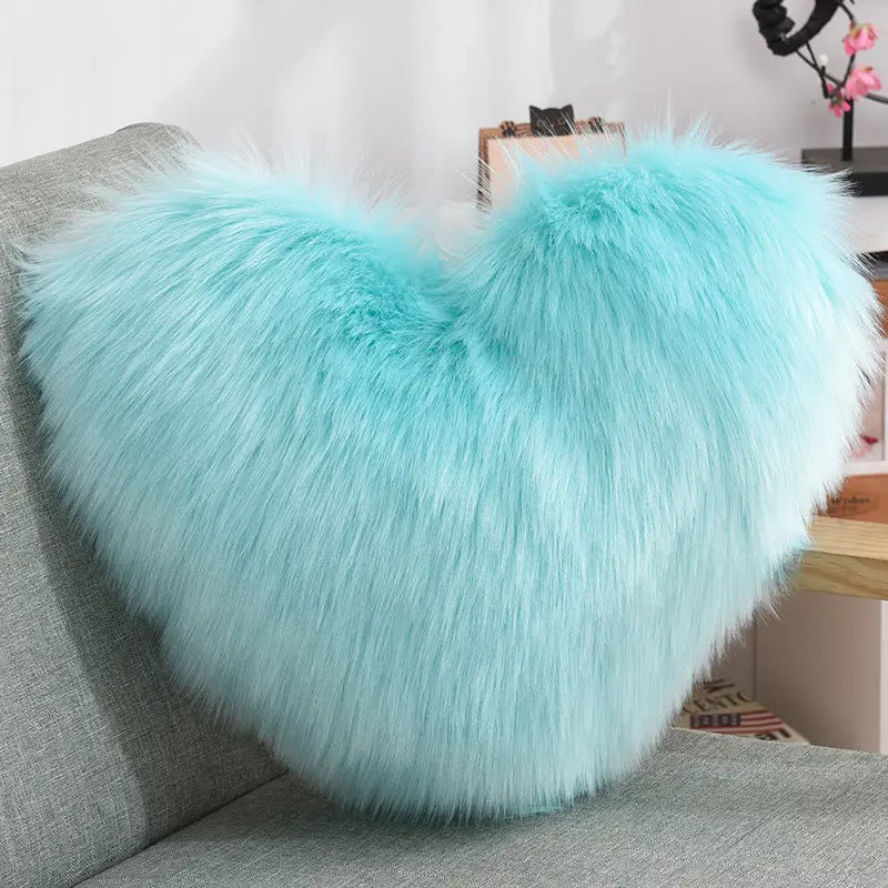 Long Plush Heart Shape Fluffy Cushion Cover RightOn68