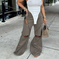 Fashionable Patchwork Wide-leg Flared Pants With Multiple Zippers DC-Beyond Borders Collective