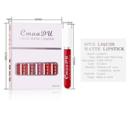 6 Boxes Of Matte Non-stick Waterproof Lipstick RightOn68