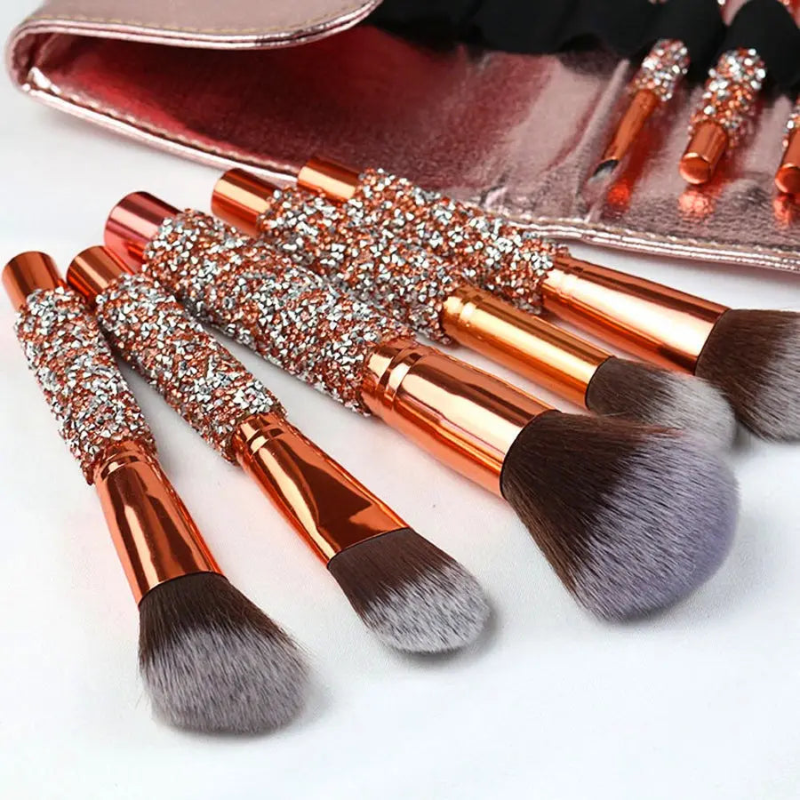 10Pcs Luxury Makeup Brush with Diamond Handle RightOn68