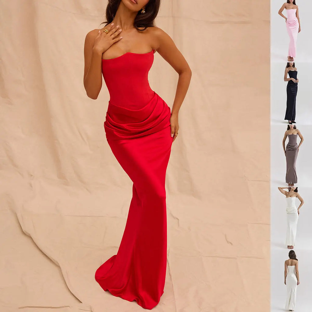 Slim Tube Top Long Dress Sexy Fashion Bandeau Backless Party Evening Dresses For Women Clothing DC-Beyond Borders Collective