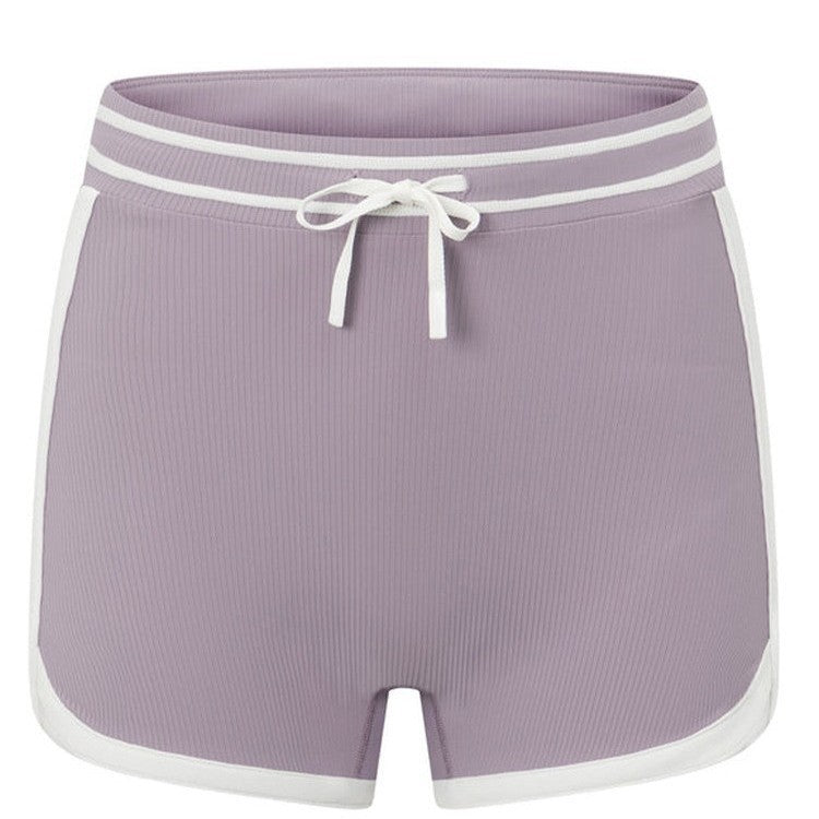 Color-block Nude-effect High-waisted Yoga Shorts For Women DC-Beyond Borders Collective