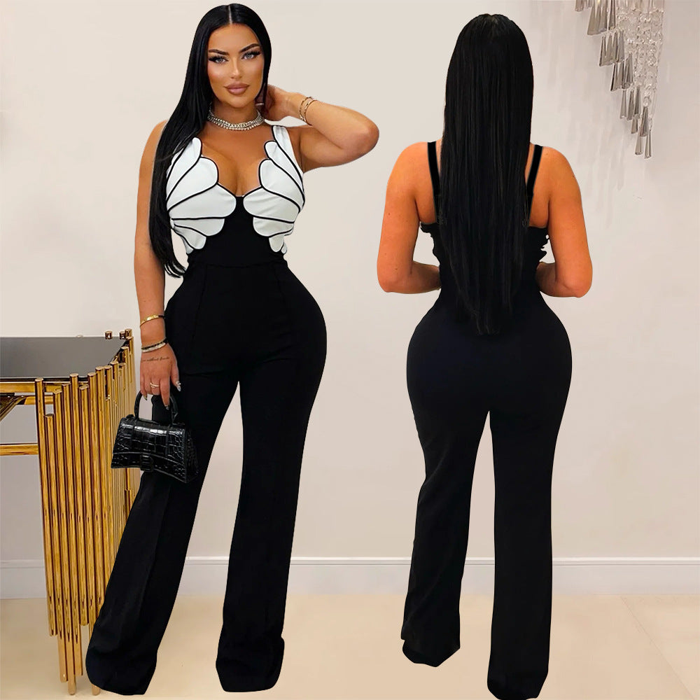 V-neck Sleeveless Slim-fit Jumpsuit Fashionable Womens Wear DC-Beyond Borders Collective