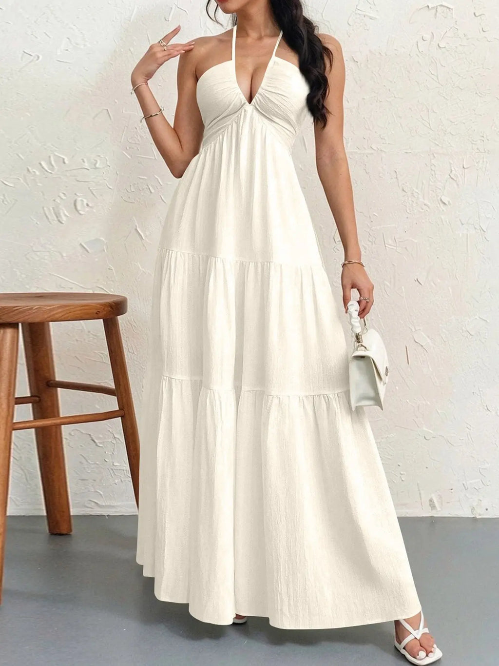 Womens Backless Halterneck Dress - RightOn68