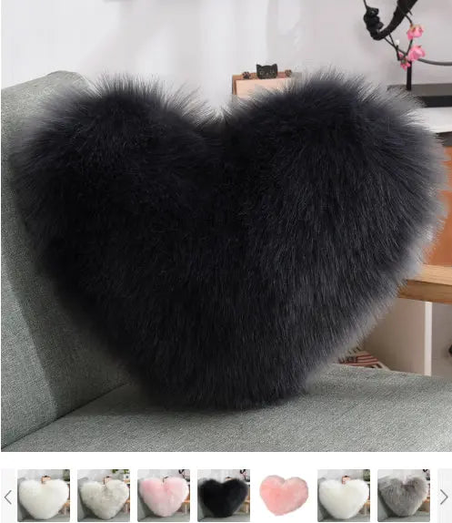 Long Plush Heart Shape Fluffy Cushion Cover RightOn68