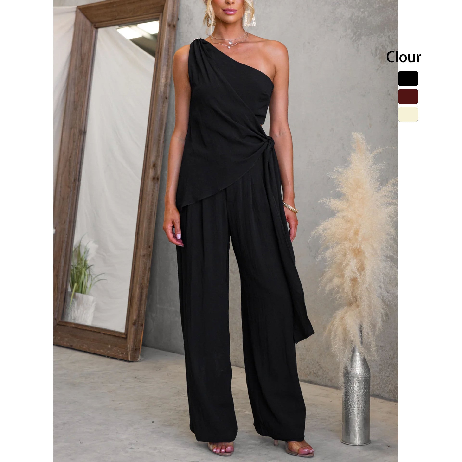 Off-Shoulder Lace-Up Waist-Slimming Sleeveless Casual Pants Set DC-Beyond Borders Collective