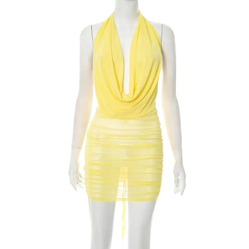 Fashion Women's Wear Temperament Mesh Halter Dress DC-Beyond Borders Collective