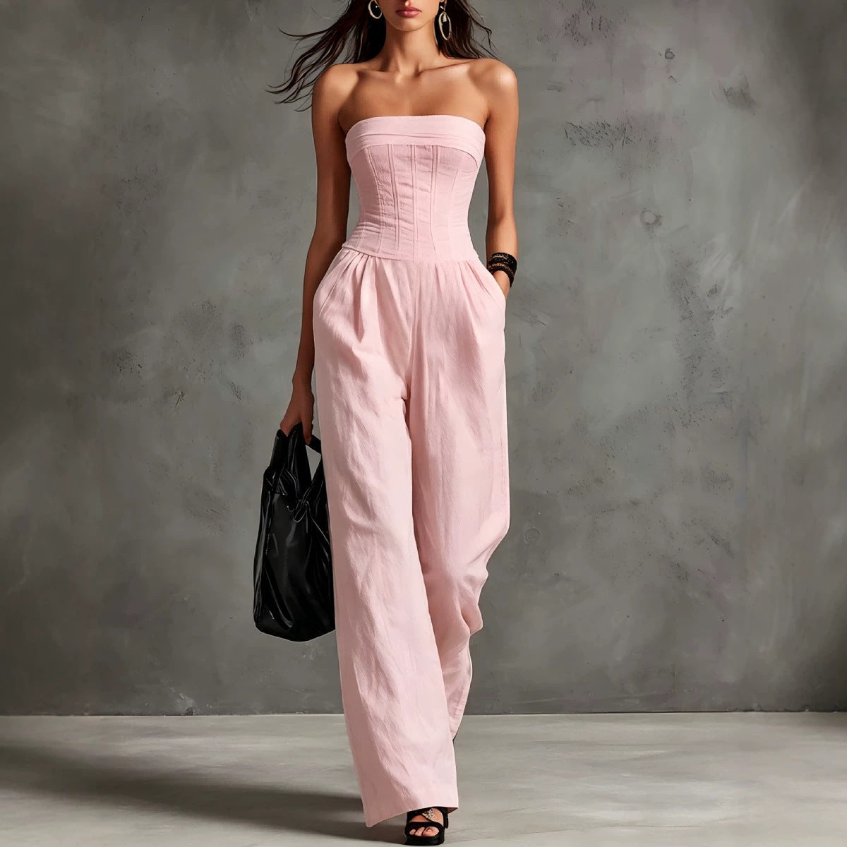 Womens Elegant Solid-color Vintage Jumpsuit DC-Beyond Borders Collective