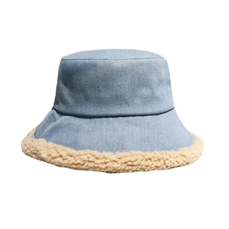 Denim Double Lamb Plush Fisherman Hat RightOn68