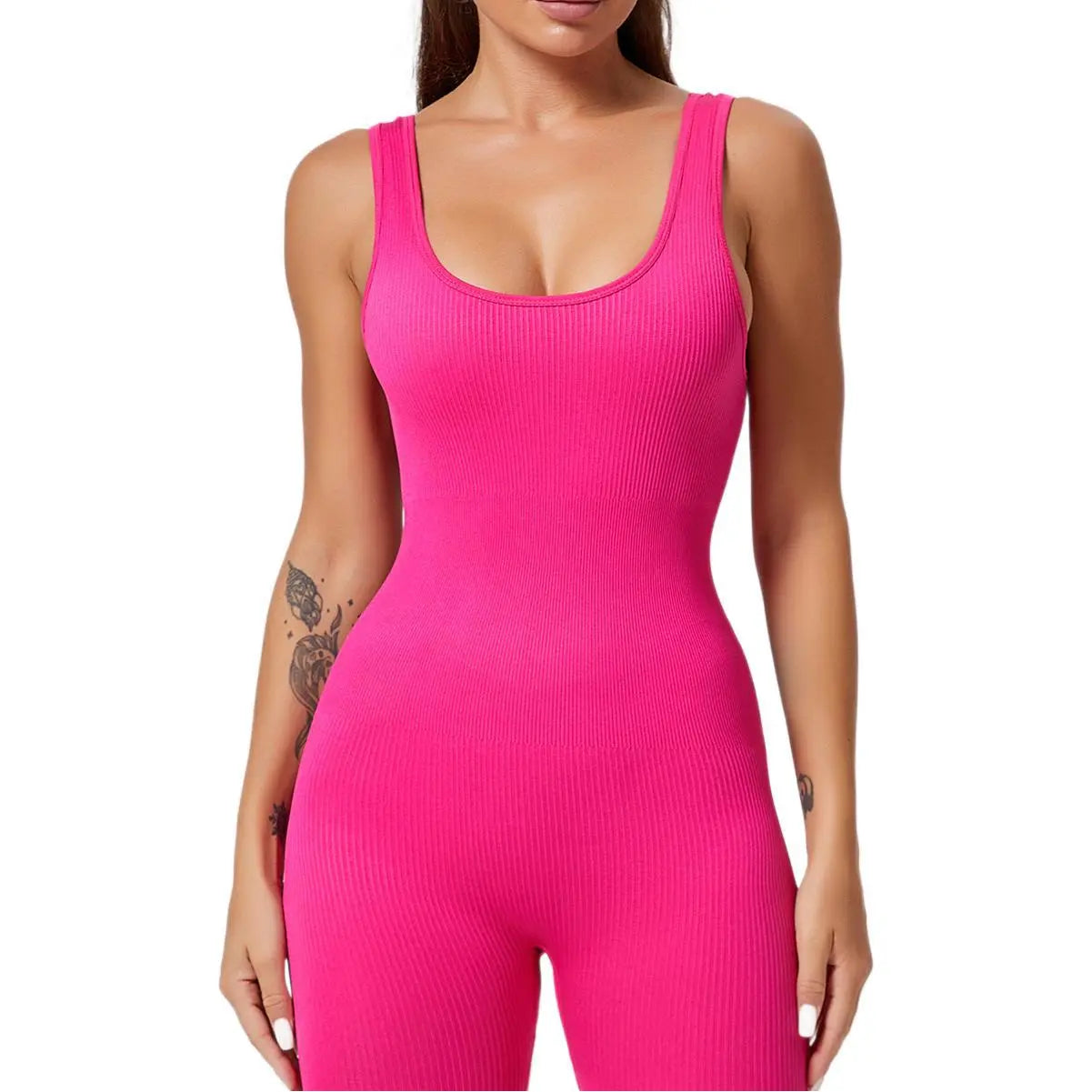 Threaded-knit Tummy-control Butt-lifting Form-fitting Breathable U-neck Bodysuit RightOn68