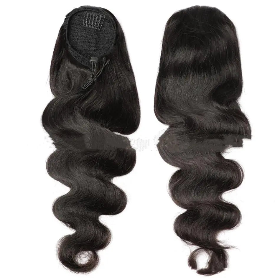 Natural Black Drawstring Ponytail RightOn68
