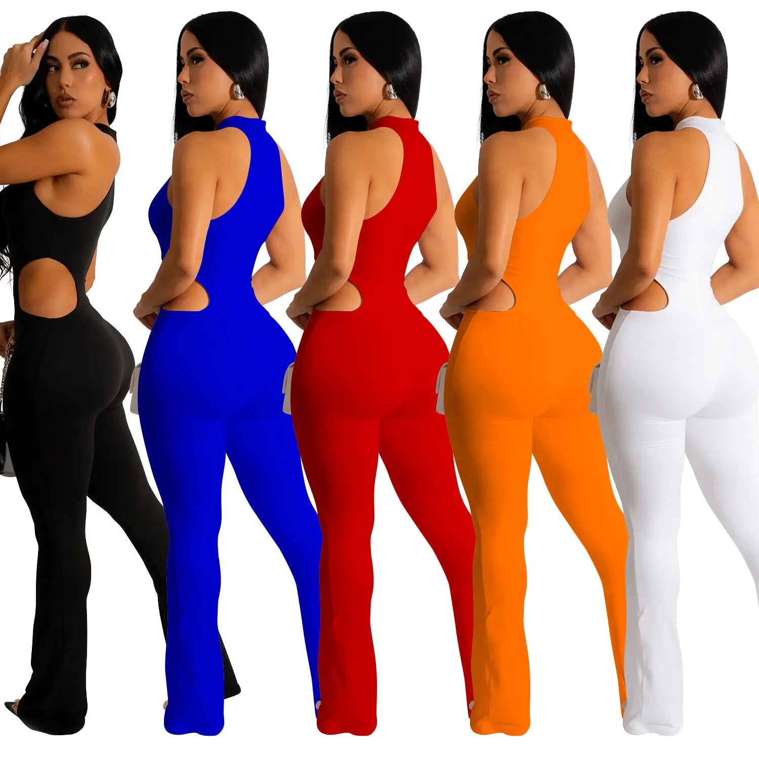 Women's Solid Color Sexy Halter Hollow-out Jumpsuit DC-Beyond Borders Collective