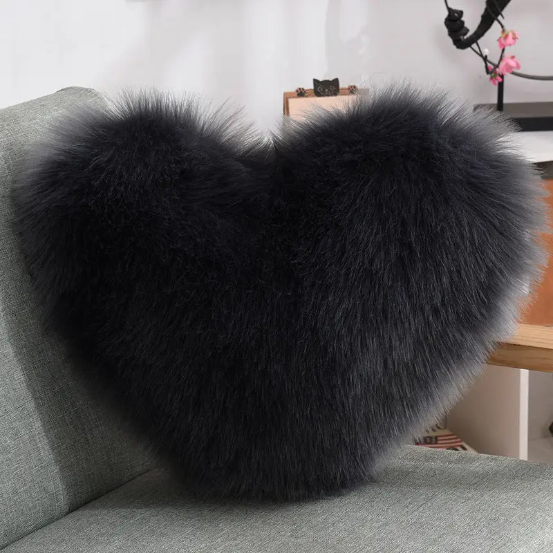 Long Plush Heart Shape Fluffy Cushion Cover RightOn68