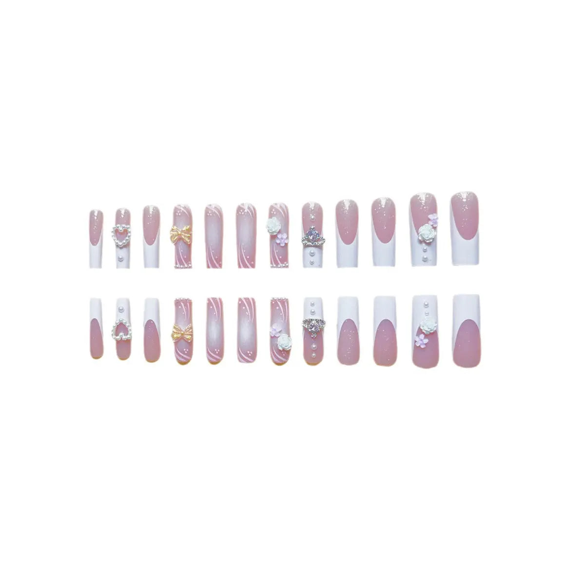 Rectangular Multi-diamond Press Fake Nails RightOn68