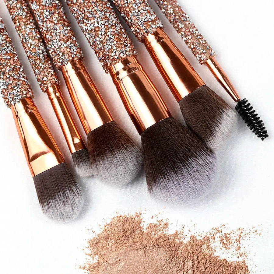 10Pcs Luxury Makeup Brush with Diamond Handle RightOn68
