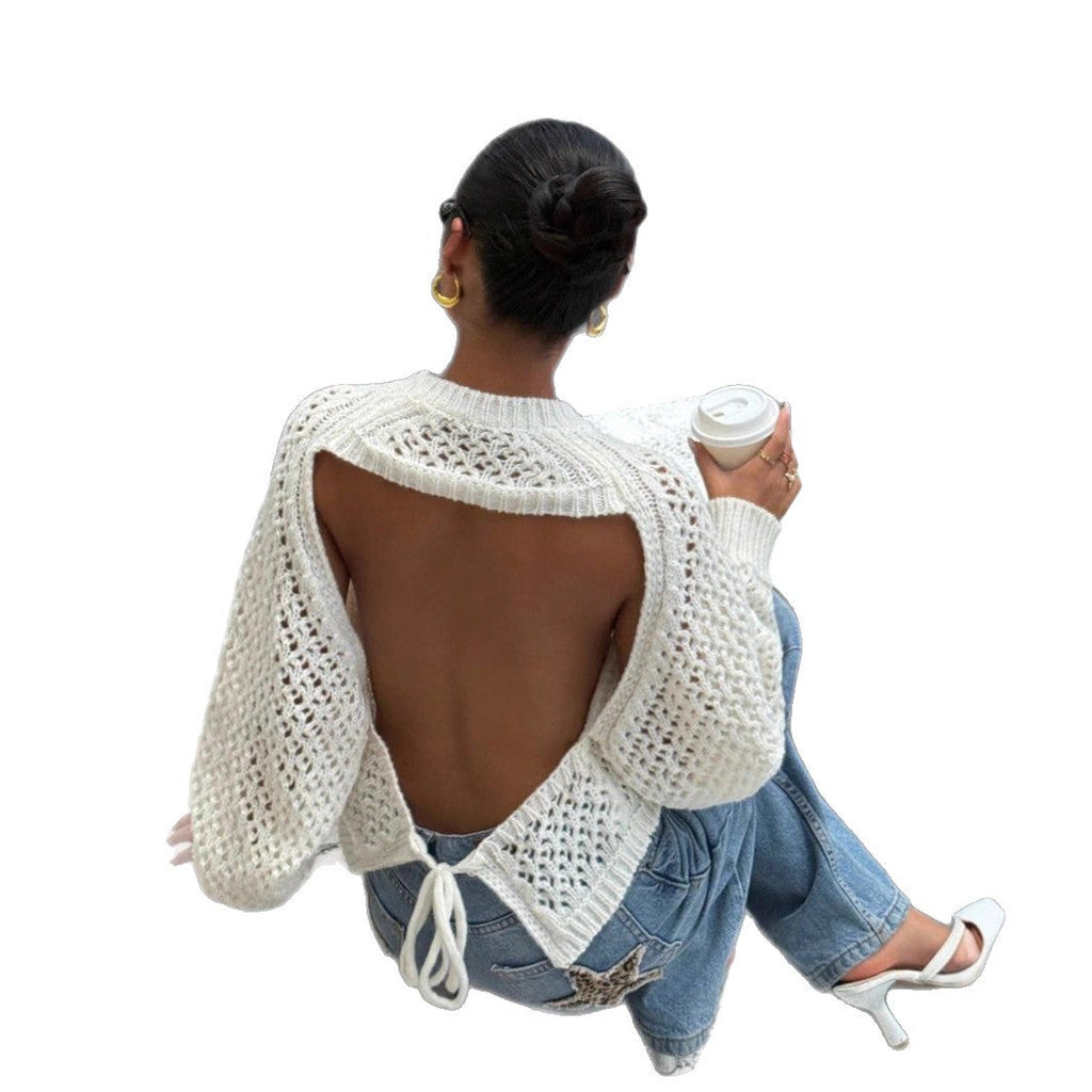 Backless Hollow-Out Knitted Pullover Sweater DC-Beyond Borders Collective