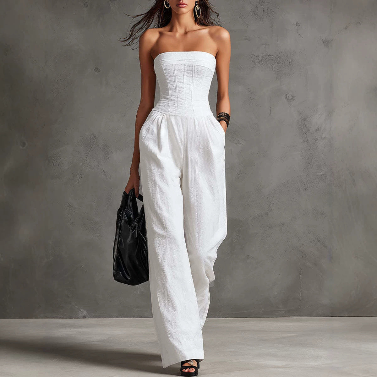 Womens Elegant Solid-color Vintage Jumpsuit DC-Beyond Borders Collective