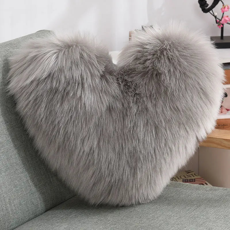 Long Plush Heart Shape Fluffy Cushion Cover RightOn68