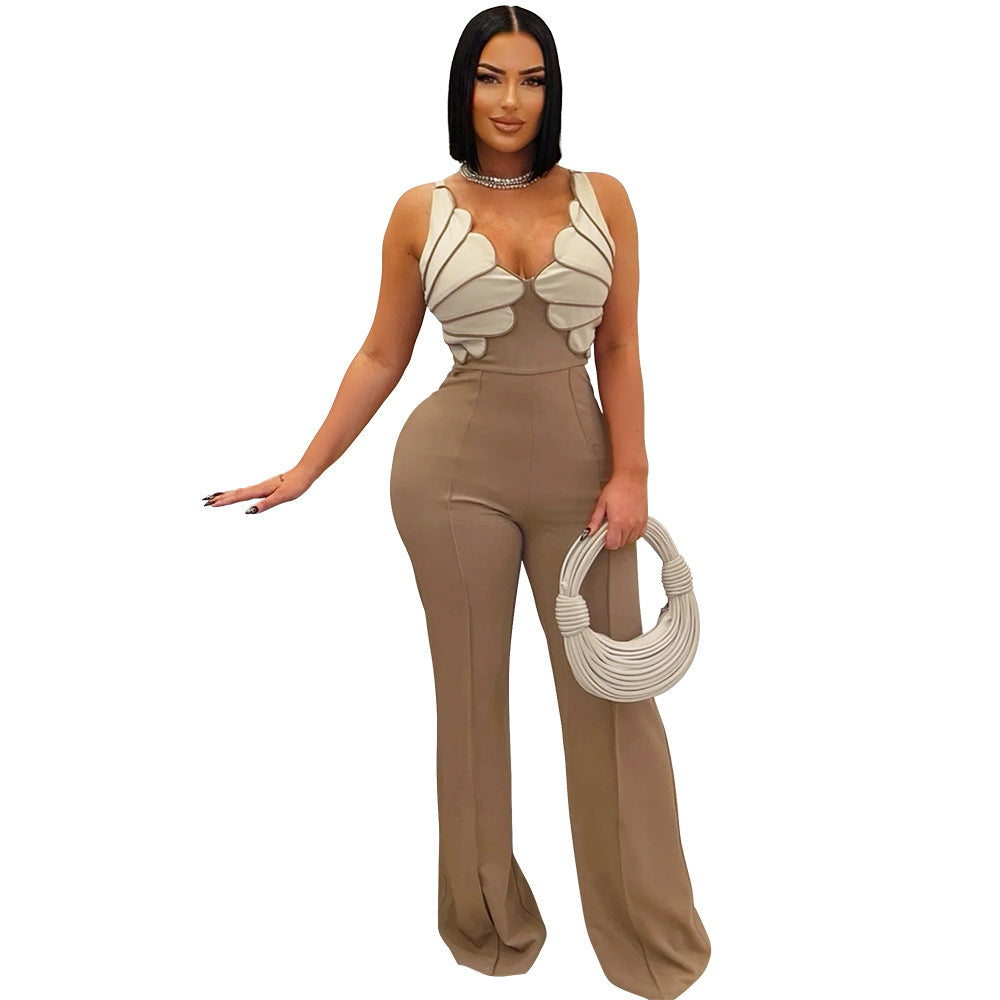 V-neck Sleeveless Slim-fit Jumpsuit Fashionable Womens Wear DC-Beyond Borders Collective