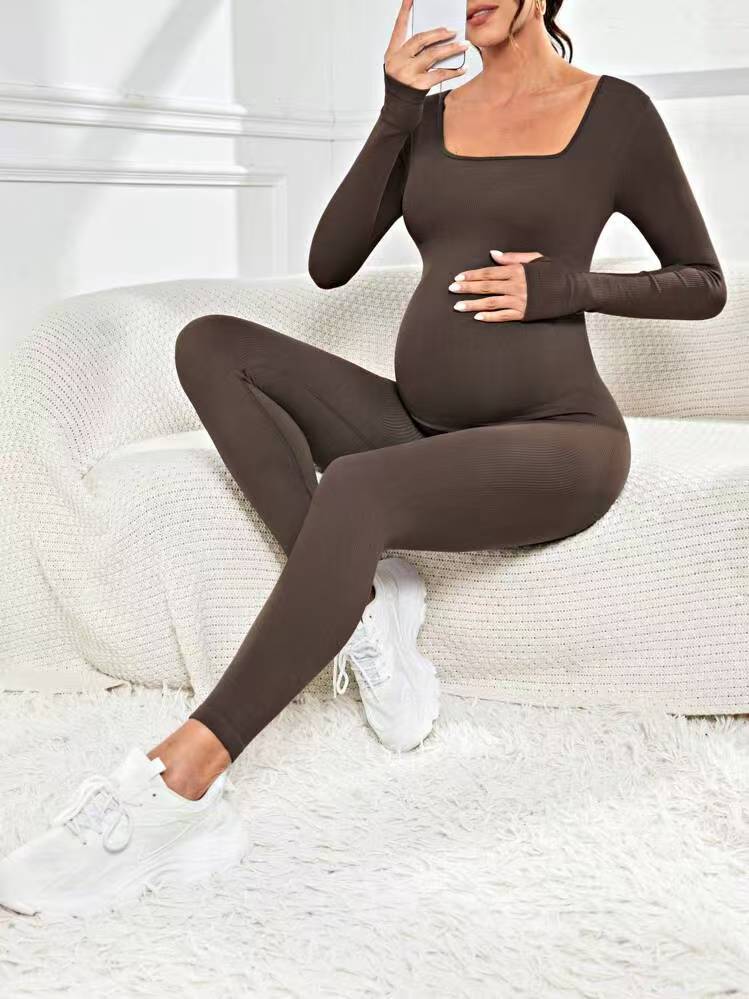 Brocade 6-color Ribbed Maternity Jumpsuit Seamless One-piece DC-Beyond Borders Collective
