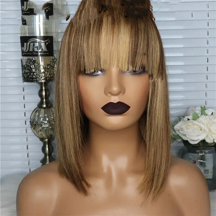 Short Straight Piano Style Bob Wig, Human Hair RightOn68
