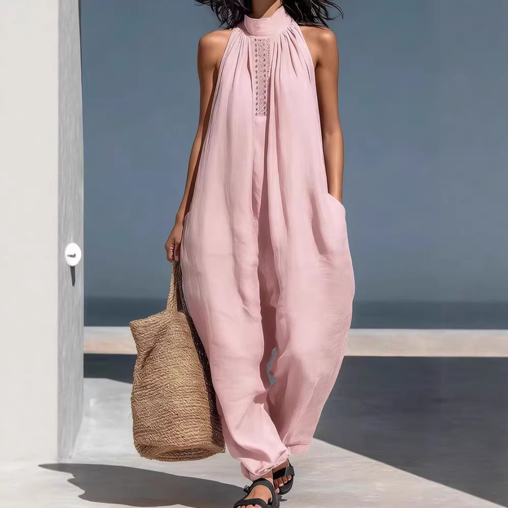 Sleeveless Casual Loose-fit Cotton-linen Wide-leg Jumpsuit DC-Beyond Borders Collective