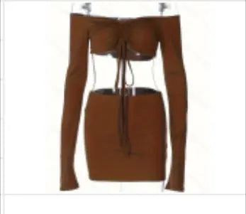 Drawstring Drop Ruched Off Shoulder Two-piece Skirt Set Y2K Long Sleeve Top & Bodycon Skirt Outfits Women's Clothing DC-Beyond Borders Collective
