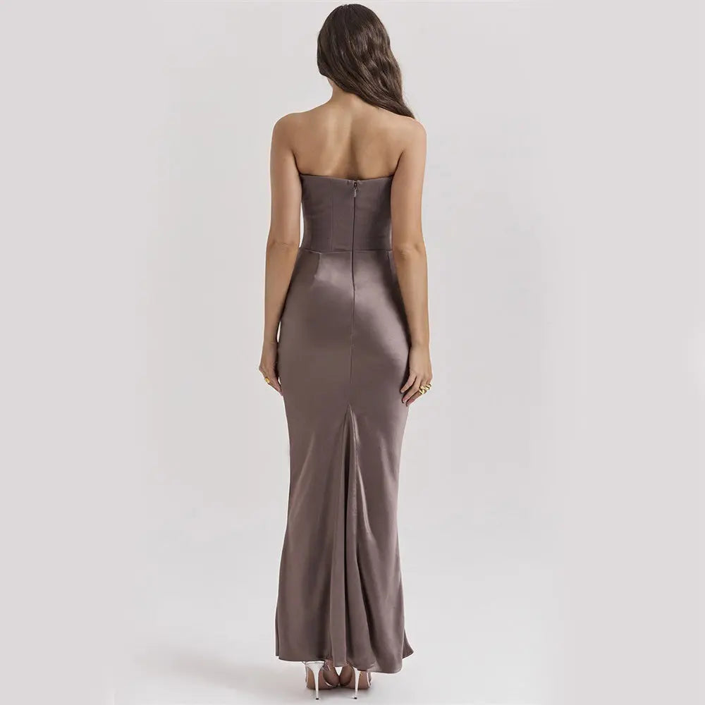 Slim Tube Top Long Dress Sexy Fashion Bandeau Backless Party Evening Dresses For Women Clothing DC-Beyond Borders Collective
