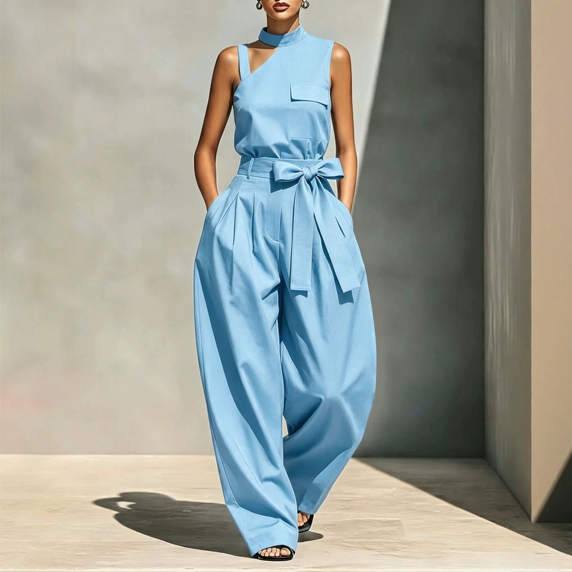 Off-shoulder Stand-collar Sleeveless Jumpsuit DC-Beyond Borders Collective