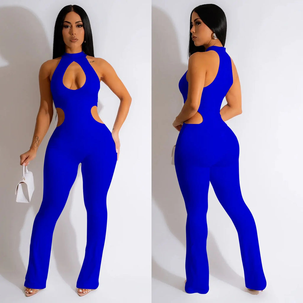 Women's Solid Color Sexy Halter Hollow-out Jumpsuit DC-Beyond Borders Collective