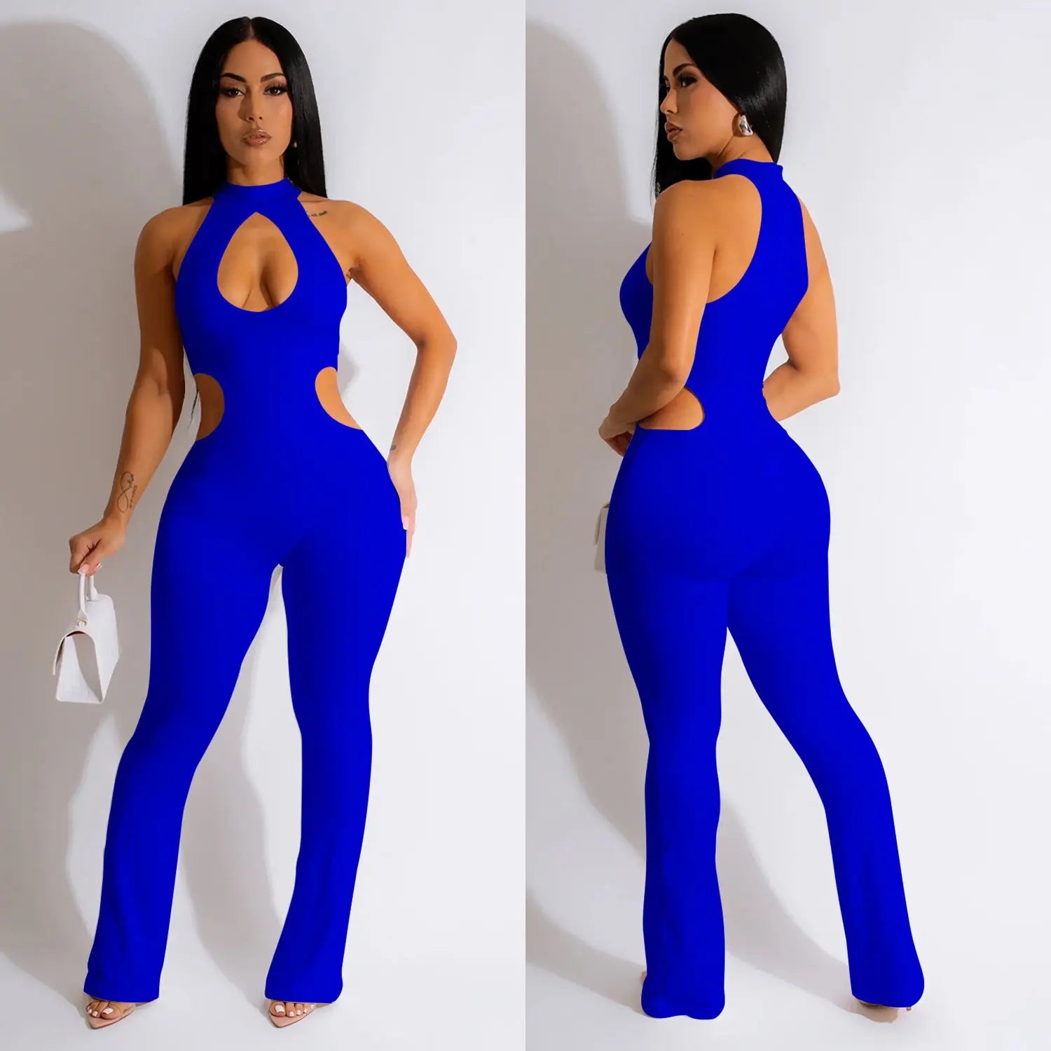 Women's Solid Color Sexy Halter Hollow-out Jumpsuit DC-Beyond Borders Collective