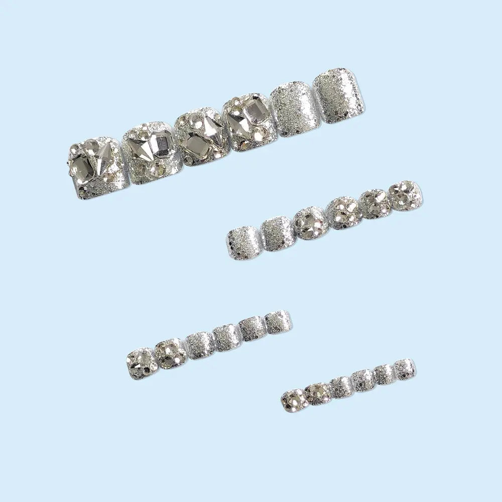 Silver Full Diamond Toe Nails RightOn68