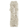 Womens Lace-Up Patchwork Polka-Dot Print Flounce-Trim Cropped Pants DC-Beyond Borders Collective