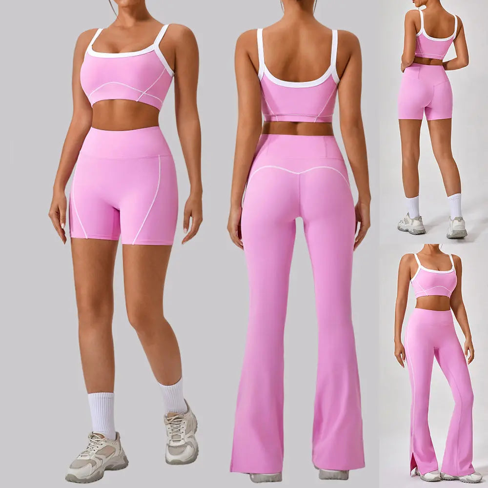 Outdoor Sports Yoga Suits Women's Spaghetti Strap Contrast Color Fitness Set Outfits RightOn68